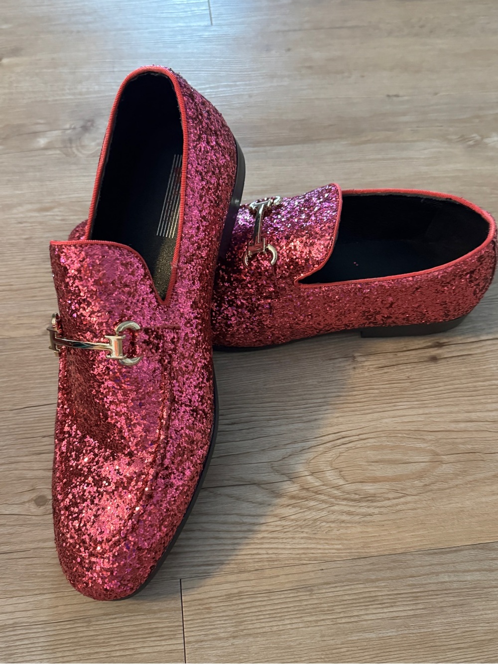 Men's Pink Glitter Slip-On Loafers Size 11